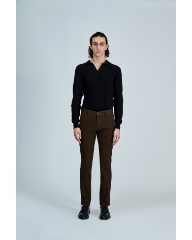 PANTALONE T910 222057 SLIM FIT 	IN ARMATURA MANO LANA COLORE TABACCO