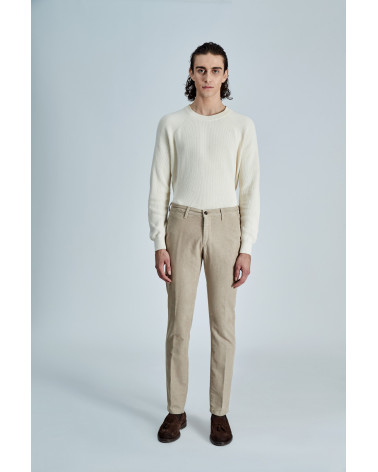 PANTALONE T910 222045 SLIM FIT IN VELLUTO COTONE COLORE BEIGE SCURO