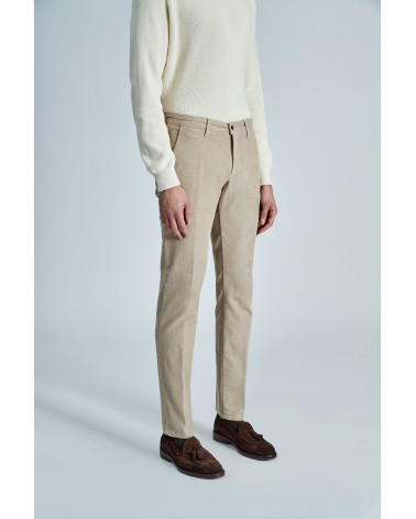 PANTALONE T910 222045 SLIM FIT IN VELLUTO COTONE COLORE BEIGE SCURO