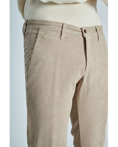 PANTALONE T910 222045 SLIM FIT IN VELLUTO COTONE COLORE BEIGE SCURO