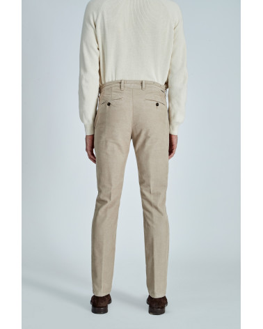 PANTALONE T910 222045 SLIM FIT IN VELLUTO COTONE COLORE BEIGE SCURO