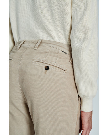 PANTALONE T910 222045 SLIM FIT IN VELLUTO COTONE COLORE BEIGE SCURO