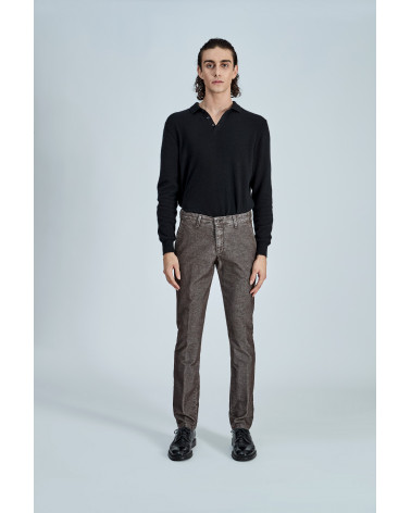 PANTELONE T910 222045 SLIM FIT 	IN VELLUTO COTONE COLORE MARRONE