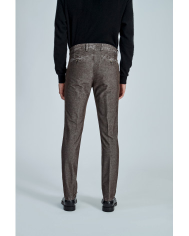 PANTELONE T910 222045 SLIM FIT 	IN VELLUTO COTONE COLORE MARRONE