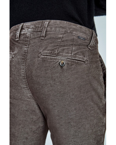 PANTELONE T910 222045 SLIM FIT 	IN VELLUTO COTONE COLORE MARRONE